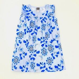 Tea Collection blue sundress with flower and peacock print